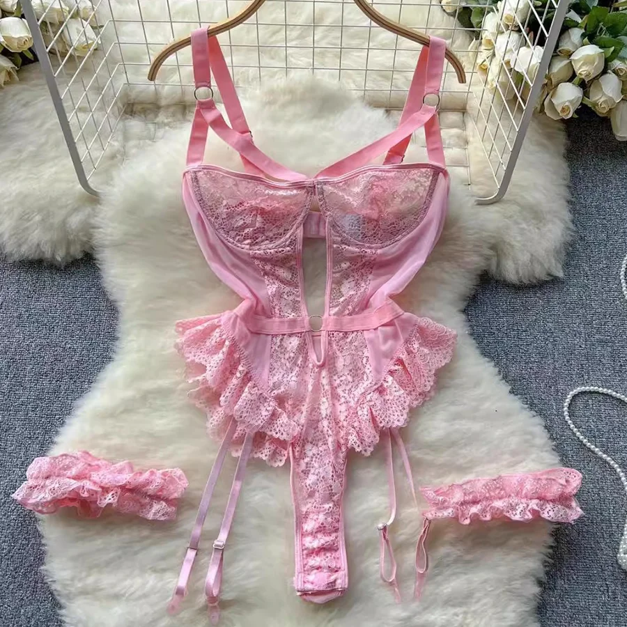 Sous-vêtements érotiques ensembles de soutiens-gorge pour femmes dentelle jarretière Lingerie intimes 2025 soutien-gorge à armatures et culotte tongs dames ensemble de sous-vêtements
