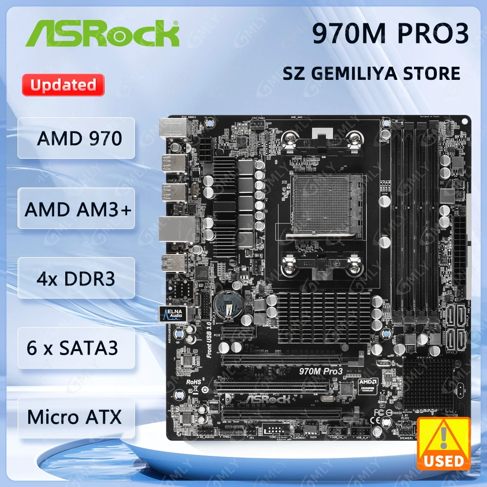 ASRock 970M Pro3 Motherboard AM3 AM3+DDR3 64GB AMD 970 Micro ATX unterstützt FX FD8300 FD6200 FD4150 CPU. Image