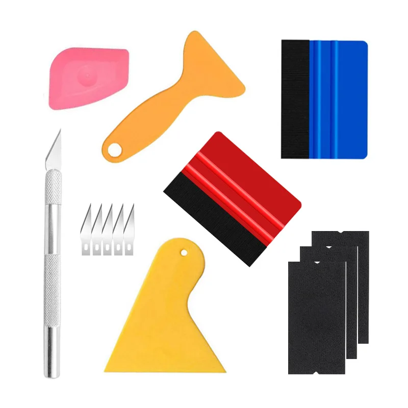 Vinyl Wraps Applikator Tool Kit Fenster Tönung Film Auto Wrapping Werkzeuge Filz Rakel Windschutzscheibe Kunststoff Schaber Wrap Messer Klinge Image