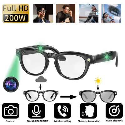 AI Smart Glasses Aufnahme von Videos, Fotoerkennung, Antwortübersetzung, 260 mAh Akku, wasserdichte Bluetooth-Farbwechselbrille Image