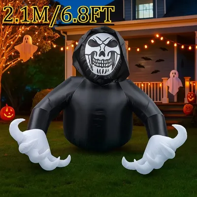 6,8 Fuß Party & Urlaub DIY Dekorationen aufblasbare Spielzeuge Skelett gruseliger Geist Halloween draußen Sensenmann gruselige Blow-Up-Dekor Image