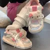 Echtes Foto Hello Kitty Doll Samt Damen Baumwollschuhe 2025, neue Winter-Schuhe mit dickem Boden, rosa, niedliche Board-Schuhe, Studenten-Freizeitschuhe