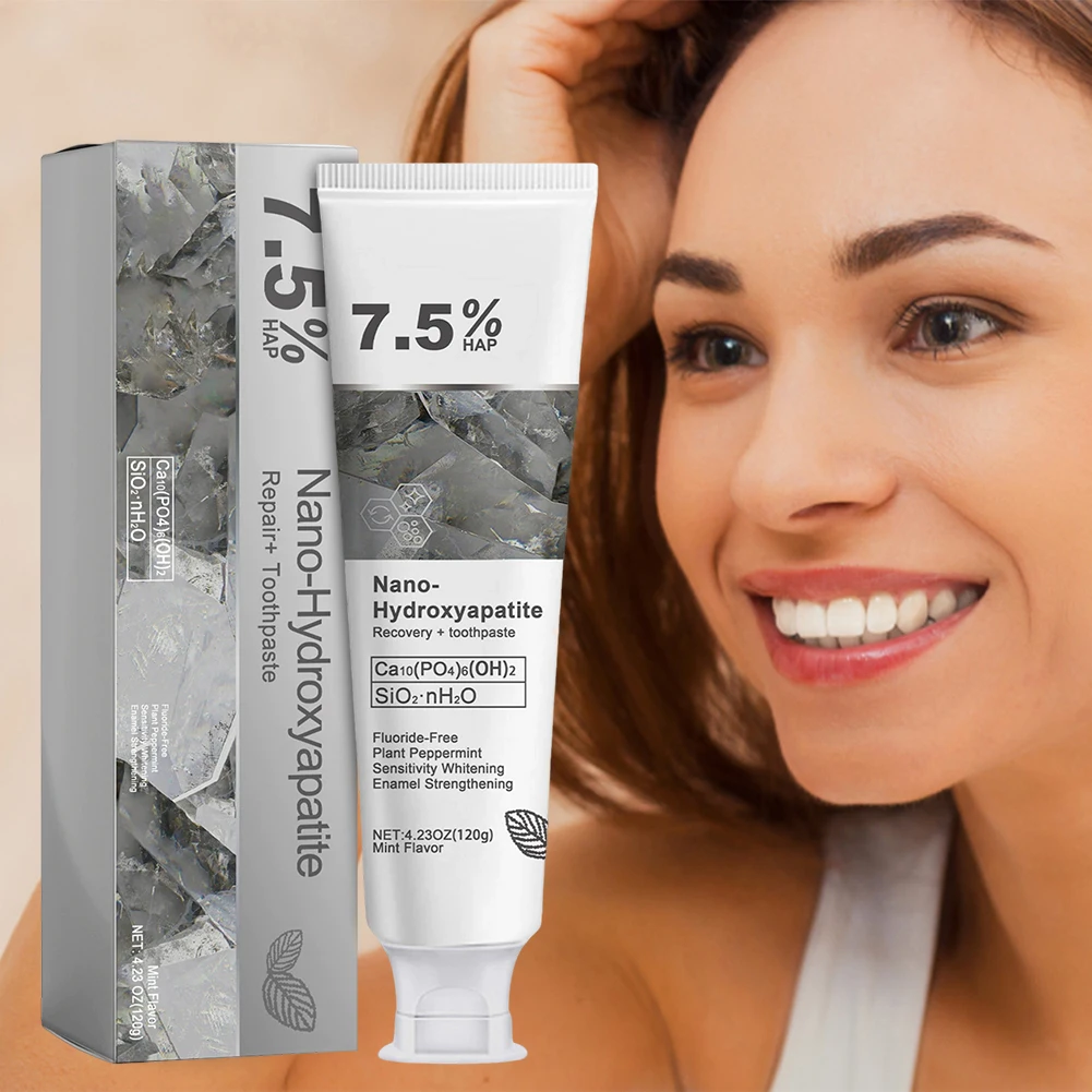 7,5% Nano-Hydroxyapatit Zahnpasta Intensive Whitening Zahnpaste Erfrischendem Atem, um Zahnflecken Oral Care 120g zu entfernen Image