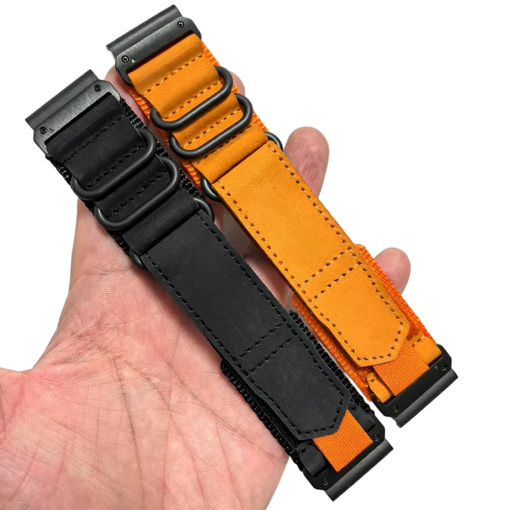 26 mm QuickFit Leder + Nylon-Uhrenarmband für Garmin Fenix 8 51 mm 7X 6X 5X Plus/Epix Pro/Quatix/TACTIX/Instinto 3 50 mm 2X Armband Image