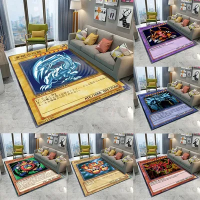 Blue-Eyes White Dragon Cards Teppich Wohnzimmer Sofa Spiel Schlafzimmer Eingang Fußmatte Rutschfest Cartoon Yu-Gi-Oh! Home Decor Teppich Image
