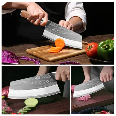 Utility Knife Laser Damascus Chef Knife Slicing Butcher Boning Knife Cleaver Meat Vegetables Fruit Fish Filleting Kitchen Knives