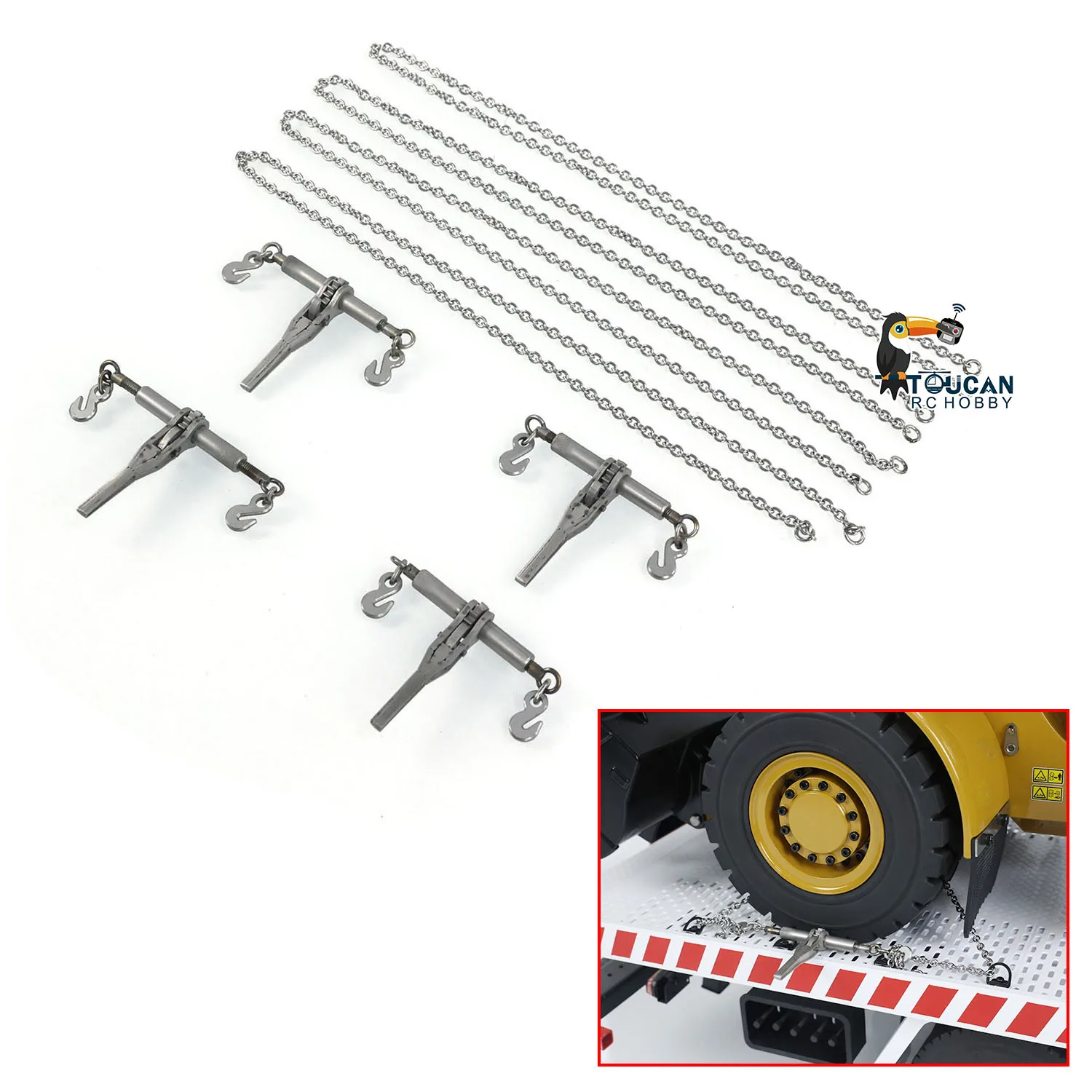 Ersatzteile Metallratschenbinder Transportketten Zubehör für Spielzeug 1/14 RC Truck Engineering Car Vehicles