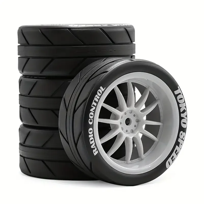 Pneumatici e ruote da corsa RC da 4 pezzi 65 mm esagonali da 12 mm, per Tamiya TT01/TT02/XV01, HPI WR8, HSP 1/10-1/14, set di aggiornamento durevole ad alto impugnatura