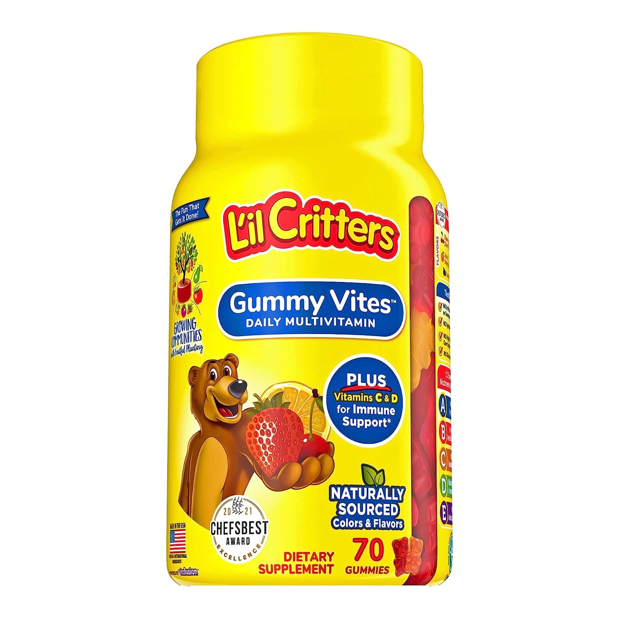 L'il Critters Multivitamin Supplement Vitamin A / Ascorbic Acid / Vitamin D 2,100 IU - 400 IU - 20 mg Strength Gummy 70 per Bottle Assorted Fruit Flav