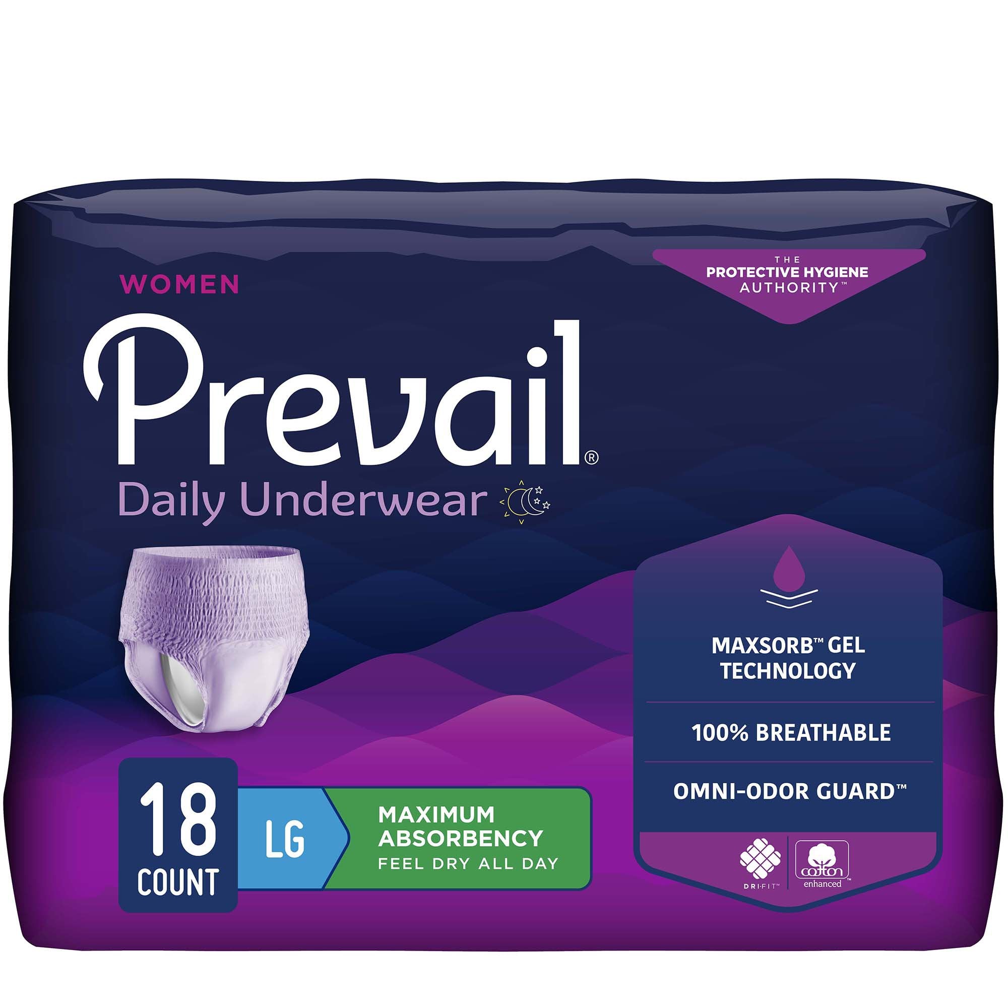 Prevail Daily Underwear Female Adult Absorbent Underwear Pull On with Tear Away Seams Large Disposable Heavy Absorbency (889082_CS)