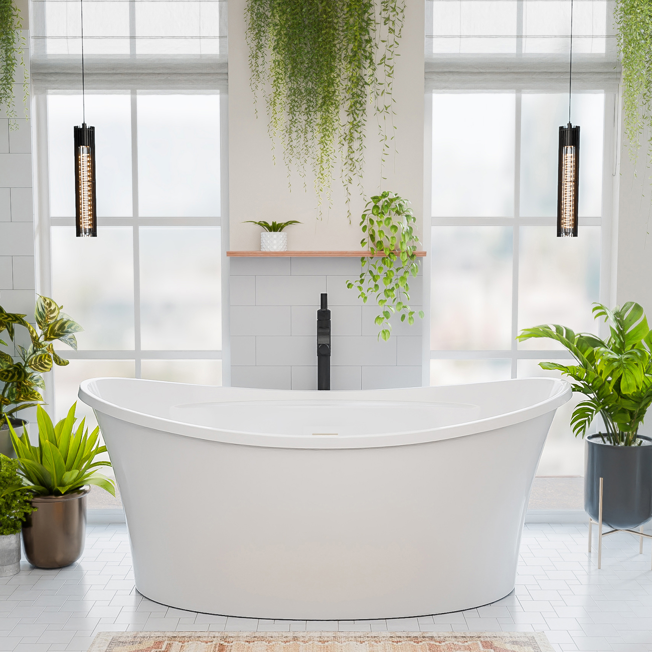 Randolph Morris Silas 66 Inch Acrylic Double Slipper Freestanding Tub RMAQ1-MB