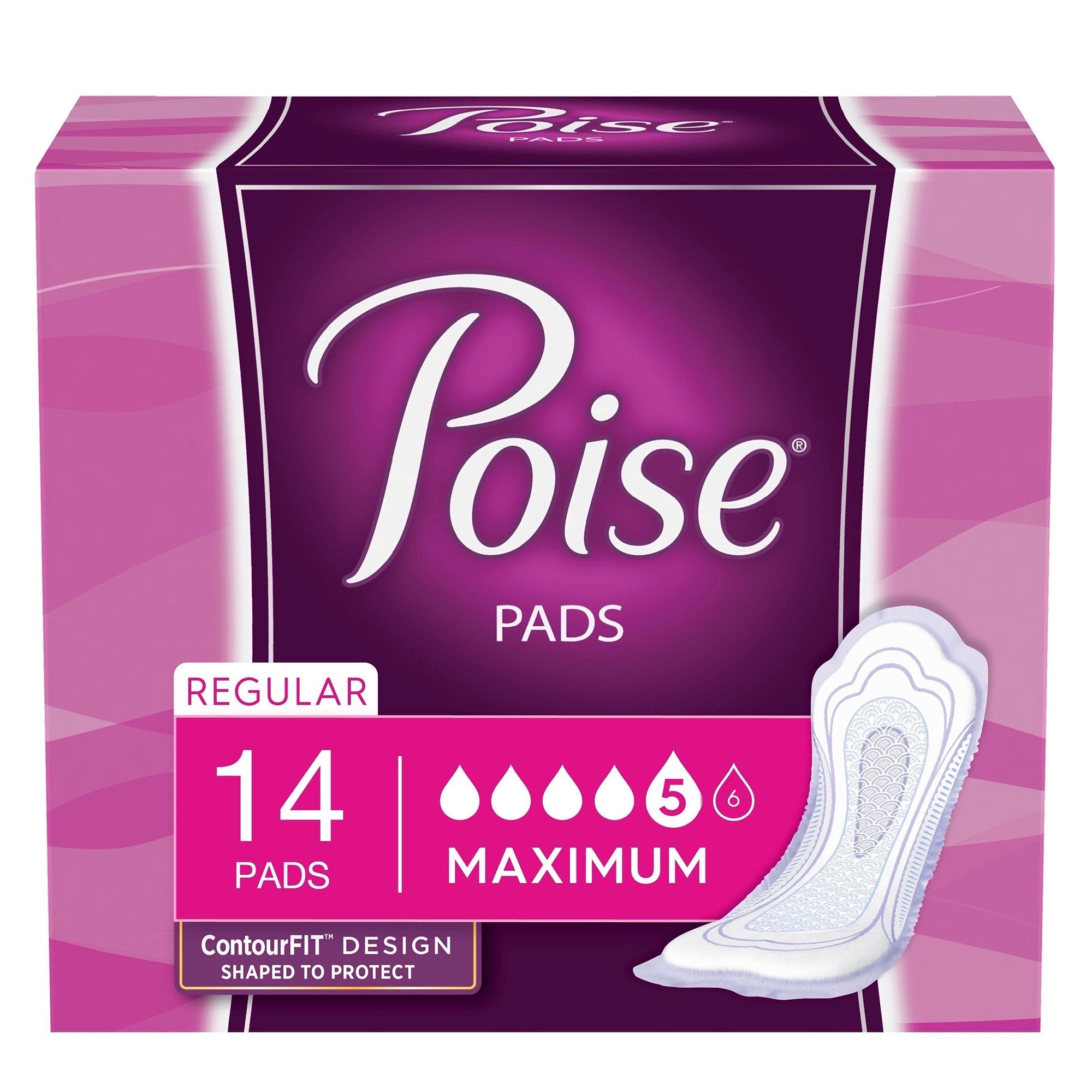 Poise Bladder Control Pad 12.2 Inch Length Heavy Absorbency Sodium Polyacrylate Core Regular (724111_PK) 14/PK Poise® Underpads and Liners