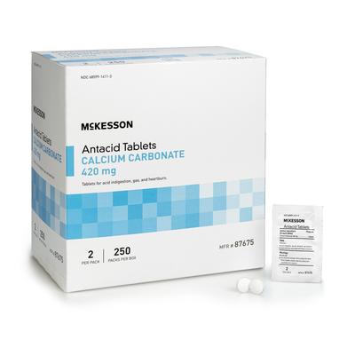 McKesson Brand Antacid 420 mg Strength Tablet 250 Packets per Box, 2 Tablets per Packet (1111738_BX)