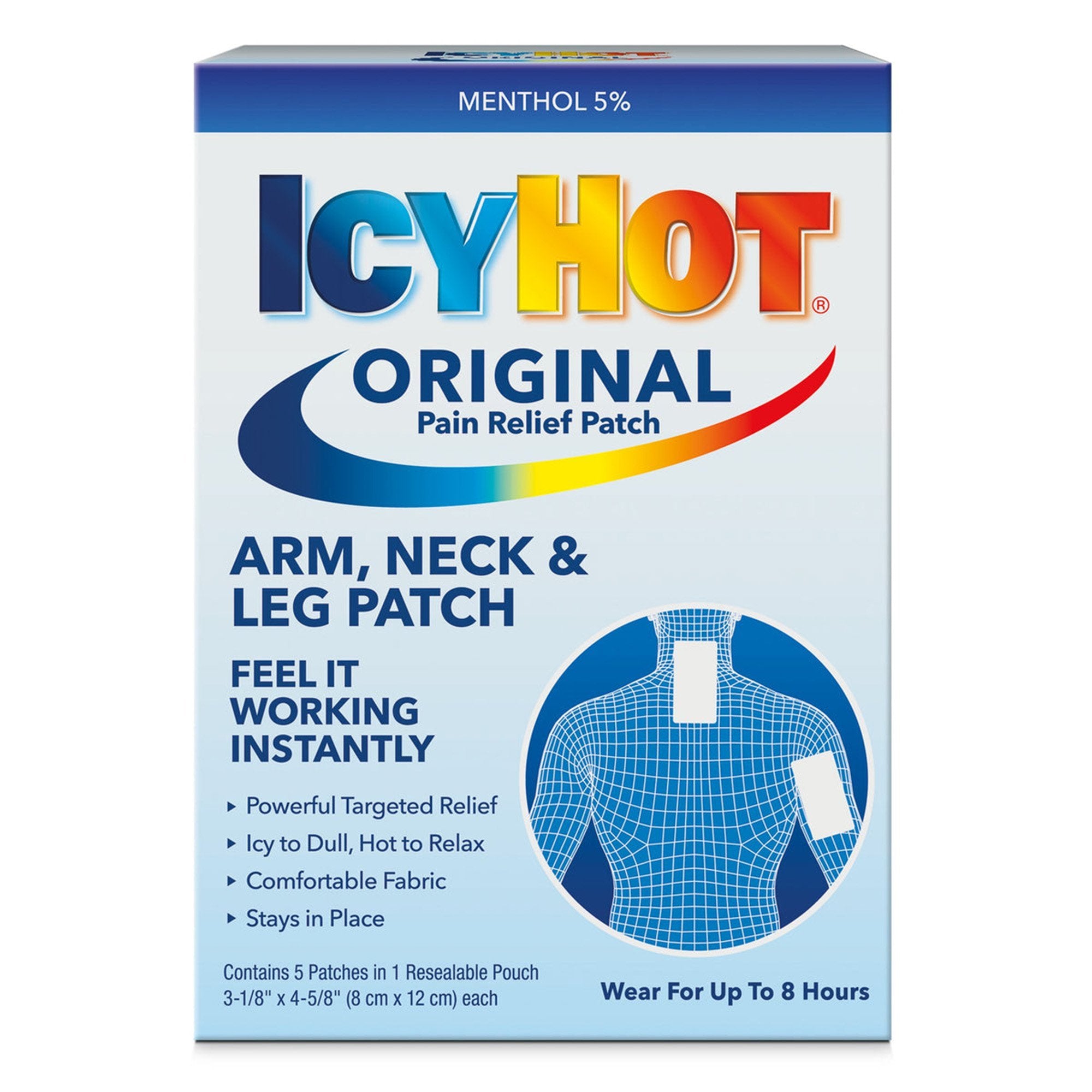 Icy Hot Topical Pain Relief 5% Strength Menthol Patch 5 per Box (762283_PK) 5/PK Icy Hot® Pain Relievers