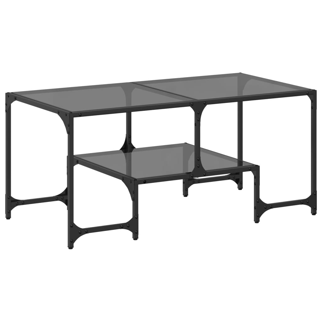 vidaXL Couchtisch mit Glasplatte Schwarz 98,5x50x45 cm Stahl Image