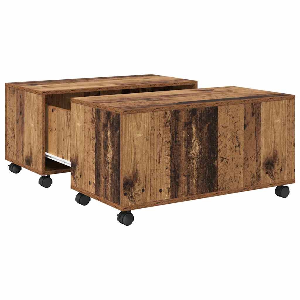 vidaXL Couchtisch mit Schubladen Altholz 75 x 75 x 38 cm Holzwerkstoff Image