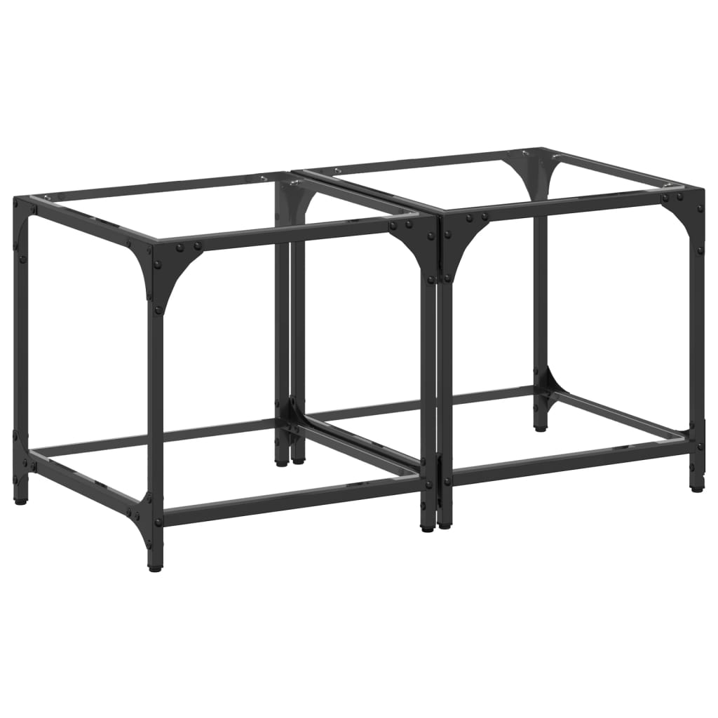 vidaXL Couchtische mit Glasplatte 2 Stk. Transparent 40x40x40 cm Stahl Image