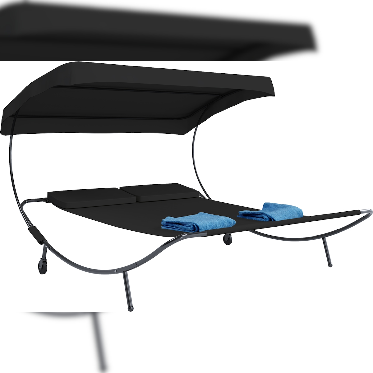 VCM Sonnenliege Bindox Schwarz H. 137 x B. 180 x T. 200 cm Image
