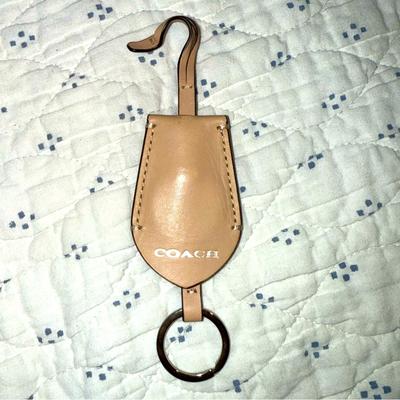 Coach Accessories | Coach Leather Tan Beige Hangtag Purse Bag Vintage Hang Tag Keychain Key Fob | Color: Silver/Tan | Size: Os
