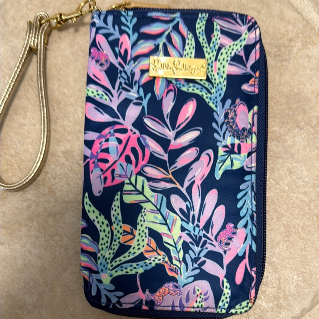 Lilly Pulitzer Cell Phones & Accessories | Lilly Pulitzer Blue Floral Phone Case Durable Protective Accessory Wristlet | Color: Blue | Size: Os