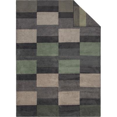 Wohndecke IBENA "Wohndecke Madeira", grün (grün, anthrazit), B:150cm L:200cm, Baumwolle, Polyacryl, Polyester, Wohndecken, mit modernem Kachelmuster Image