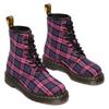 Schnürstiefelette DR. MARTENS "1460 8 Eye Boot", Damen, Gr. 43, pink (pink kariert), Leder, modisch, Schuhe, Festival, Blockabsatz, Schnürboots mit gelber Rahmennaht