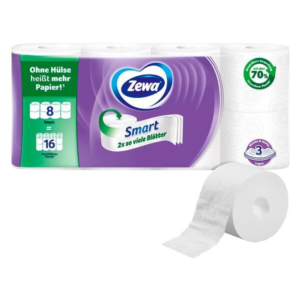Zewa Toilettenpapier Smart 3-lagig 8 Rollen weiß Image