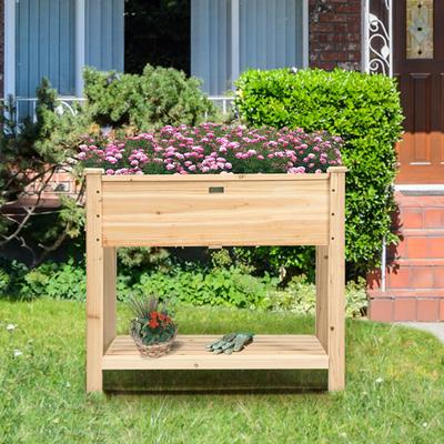 Raised Garden Elevated Wood Planter Box Stand, Ergonomic Fir Wood Raised Bed With Storage Shelf Raised Garden Elevated Wood Planter Box Stand, Ergonomic Fir Wood Raised Bed With Storage Shelf