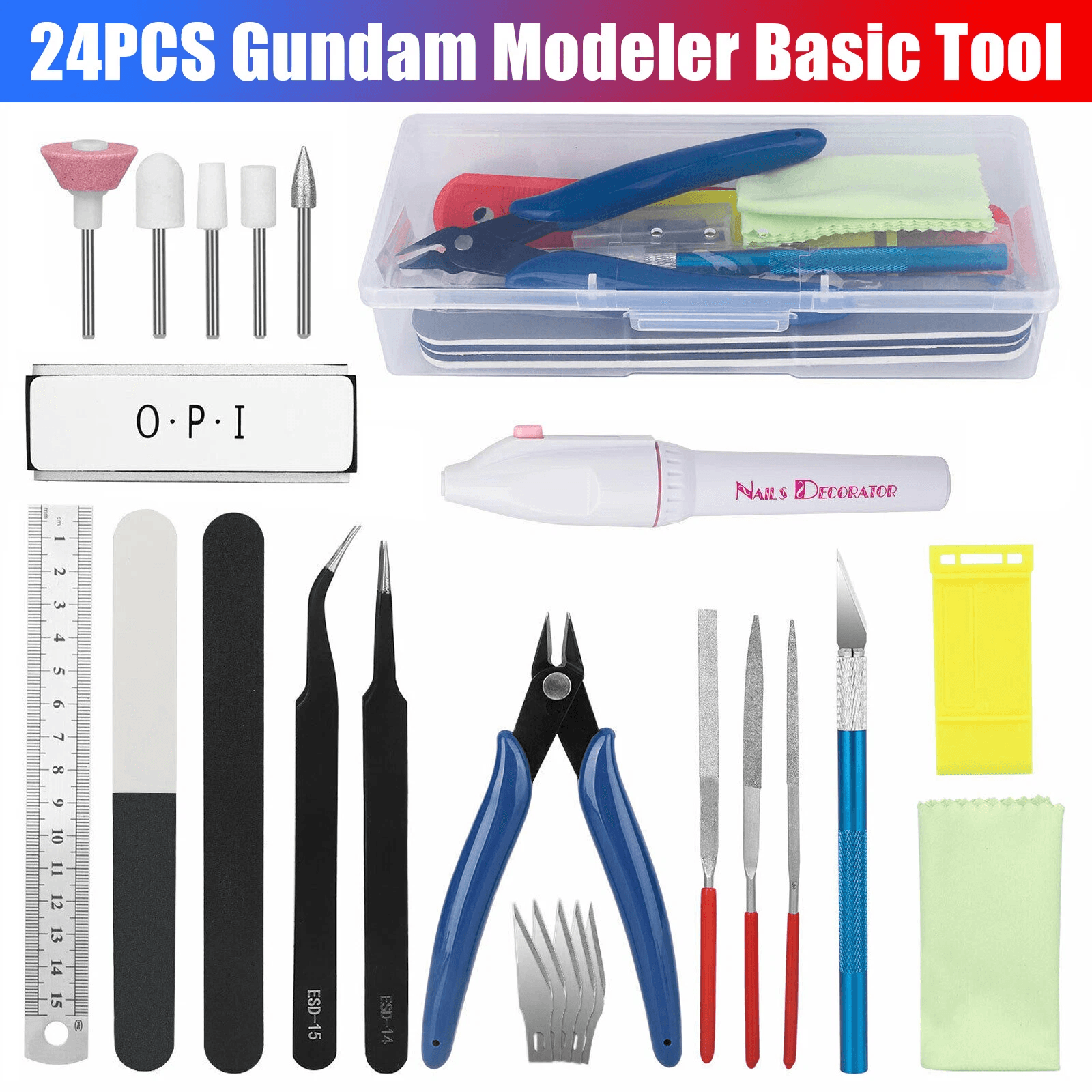 Model Tool Craft Set For Gundam, Professional Modeler Building Kit With Box For Basic Plastic Model Repair And Fix Model Tool Craft Set For Gundam, Professional Modeler Building Kit With Box For Basic Plastic Model Repair And Fix