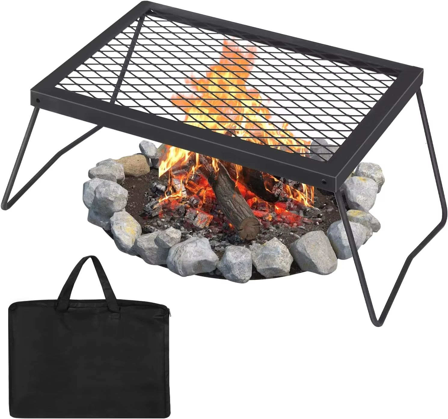 Heavy Duty Folding Campfire Grill Portable Steel Mesh Grate For Open Fire Cooking type A