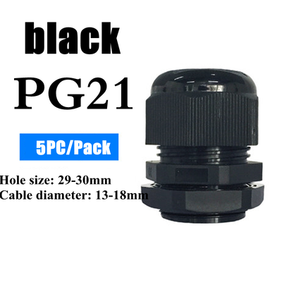 Waterproof Nylon Cable Gland Connector Joint, Cable Entry Fitting For Electrical Boxes, Panels, And Junction Enclosure pg21 Black 5pcs