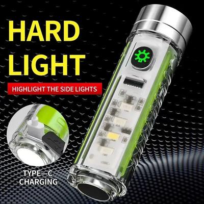 Multifunction USB C Rechargeable LED Mini Keychain Flashlight, Portable Torch With Tail Magnet & UV Light For Camping Multifunction USB C Rechargeable LED Mini Keychain Flashlight, Portable Torch With Tail Magnet & UV Light For Camping