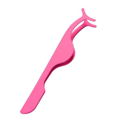 Professional False Eyelash Tweezer & Applicator With Curler Precision Makeup Tool For Mink Lashes pink