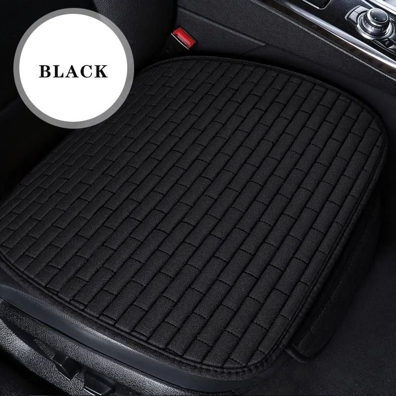 Breathable Flax Car Seat Cushion Front And Rear Auto Seat Protectors With Non Slip Backing a black