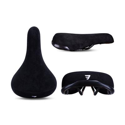 Embroidered Bicycle Saddle Wheelie Seat, Black Flannelette BMX Bike Seat With 8mm Rail, Stylish Logo Padded For Rider 43004