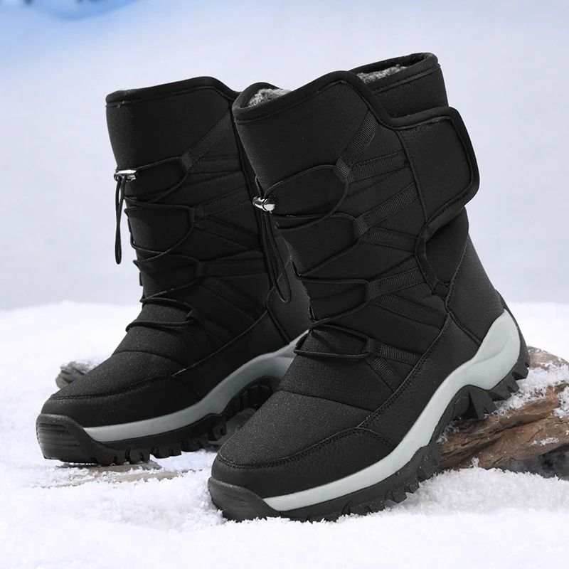 Mens Waterproof Plush Lined Winter Boots Breathable Non Slip Snow Boots 4.5 white
