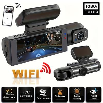 2 in 1 Car Dash Camera,1080P HD Dual Lens DVR With Night Vision & WiFi, 24H Parking Monitor For Uber Taxi Drivers with 64g Sd Card