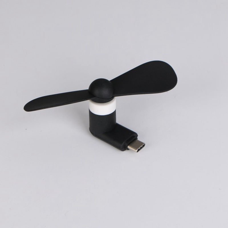 Type C Creative Mini Portable Mobile Phone Fan, Micro USB Cooling Fan Gadget For Charging Treasure, Power Bank, Tester black