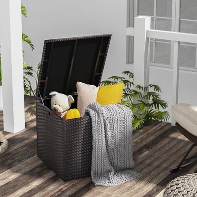 72 Gallon Rattan Outdoor Storage Box With Zippered Liner Waterproof Deck Box With Pneumatic Rod For Patio & Garden 72 Gallon Rattan Outdoor Storage Box With Zippered Liner Waterproof Deck Box With Pneumatic Rod For Patio & Garden