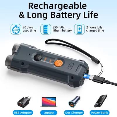Ultrasonic Dog Repeller With LED Flashlight And Anti Bark Alarm Ultrasonic Dog Repeller With LED Flashlight And Anti Bark Alarm