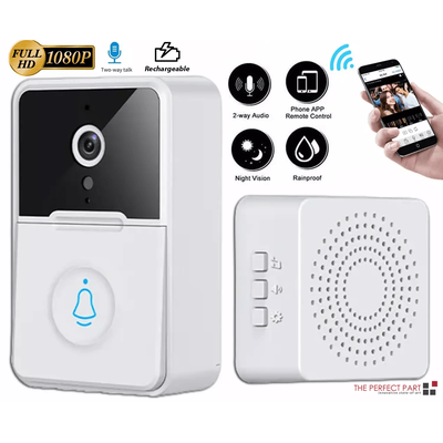 Wireless Security Smart WiFi Doorbell With Intercom Video Camera, 2 Way Audio & Chime, Door Ring Bell For Home Safety Wireless Security Smart WiFi Doorbell With Intercom Video Camera, 2 Way Audio & Chime, Door Ring Bell For Home Safety