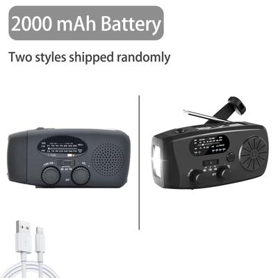 Portable Emergency Radio With Solar USB Charging LED Light And FM AM For Travel And Outdoor Use black
