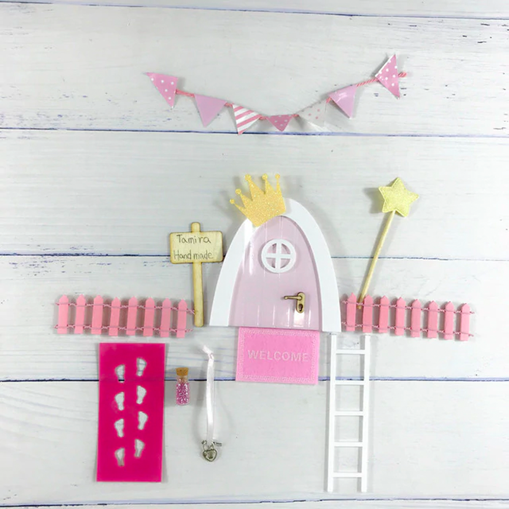 Mini Fairy Door For Wall Magical Fairy Door On Wall Toy Set, Perfect Gift For Girls Pink