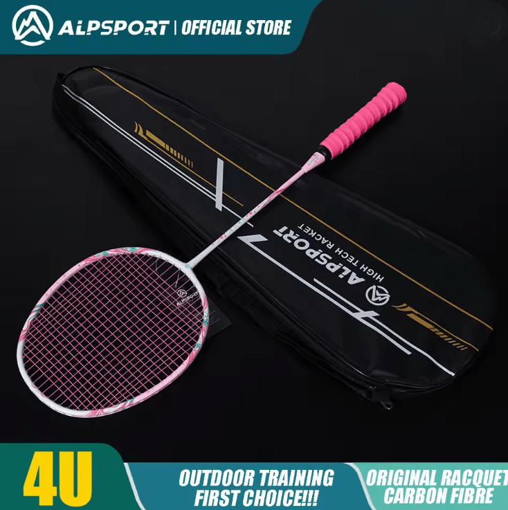 EliteStrike TX 4U Carbon Fiber Badminton Racket Offensive Power pink