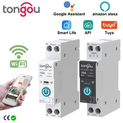 Smart Home Tuya WiFi Circuit Breaker Switch 63A 1P Din Rail With Metering, Remote Control Timer, Works With Smart Life 40a white No Metering