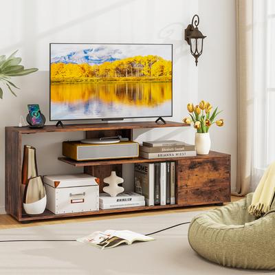 60 Inch Entertainment Center TV Stand With Power Outlet, USB & Type C Ports, Storage Cabinet & Shelves For TVs Up To 55" 60 Inch Entertainment Center TV Stand With Power Outlet, USB & Type C Ports, Storage Cabinet & Shelves For TVs Up To 55"