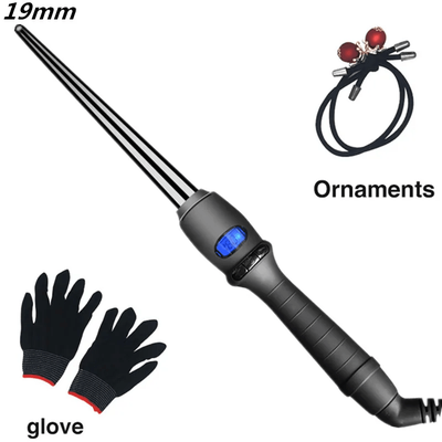 Conical Ceramic Curling Wand With LCD Display us Plug 19mm
