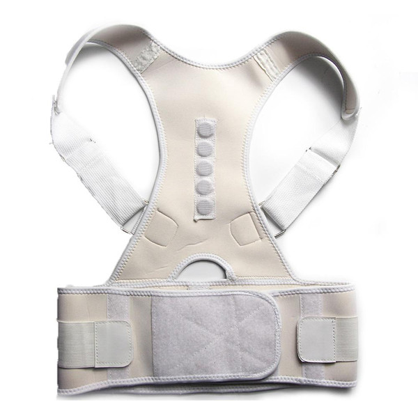 Magnetic Therapy Posture Corrector Adjustable Back Brace For Pain Relief | Ideal Health Gift White S