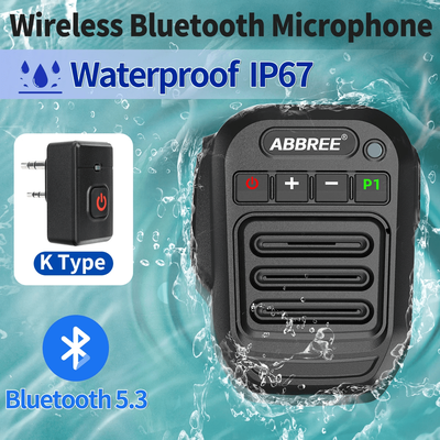 Wireless Bluetooth Walkie Talkie Speaker Mic | Handheld High Power Type C Microphone black waterproof