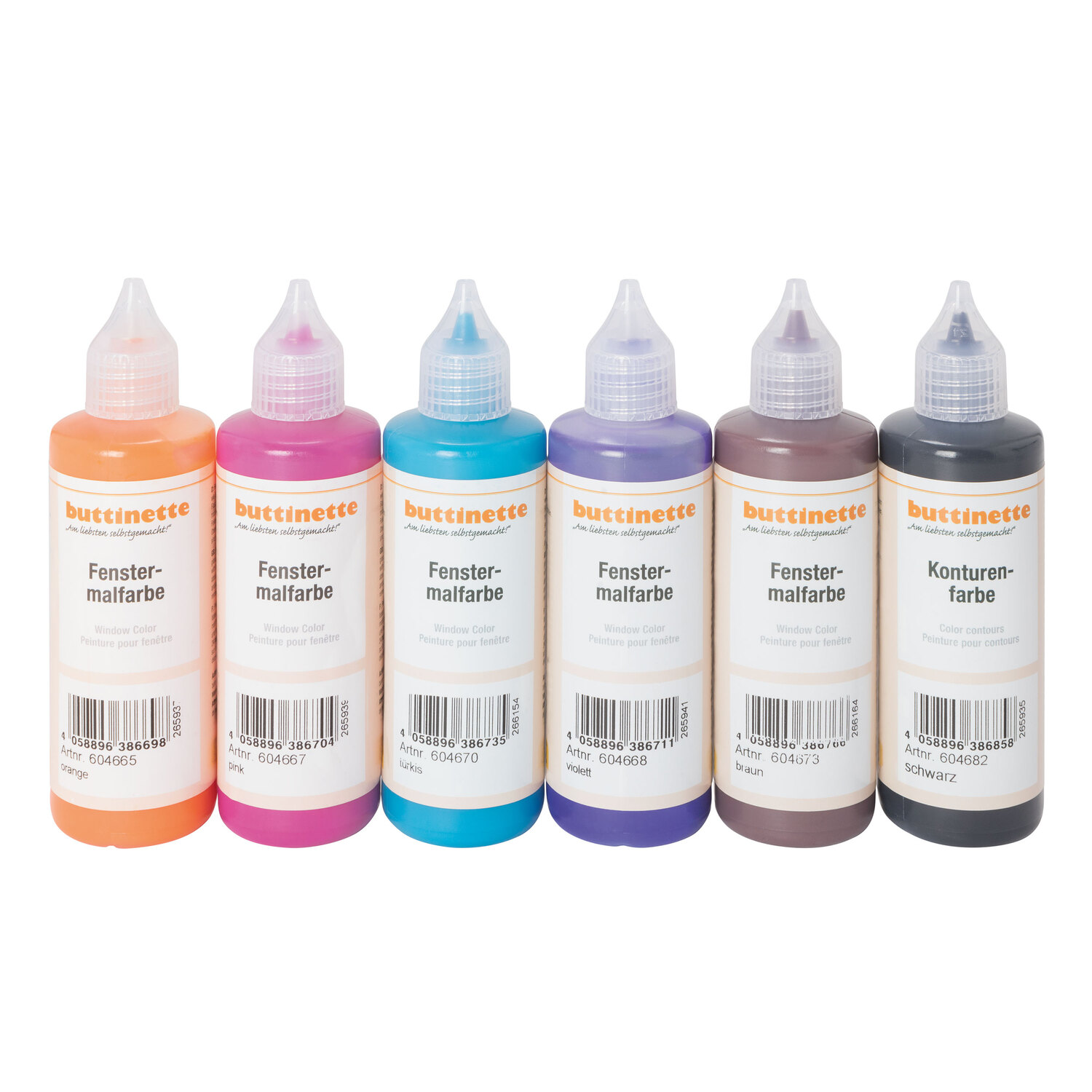 buttinette Peinture pour fenêtre spéciale "tendance", 6 x 80 ml